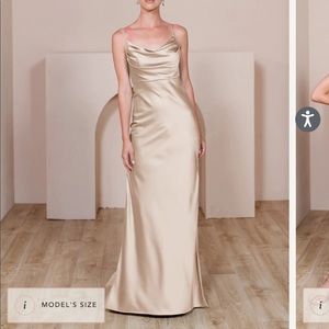 NWT Revelry Skye Satin Dress Gold Champagne
